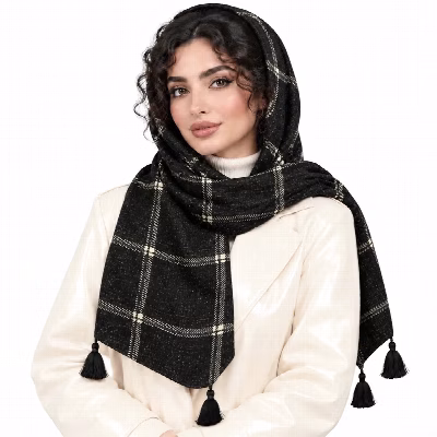 شال زنانه نخی چهارخانه مدل 300