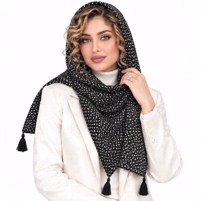 شال زنانه نخی طرح خال خالی مدل E2