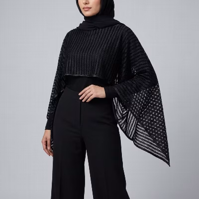 پانچو زنانه مدل توری زنبوری
